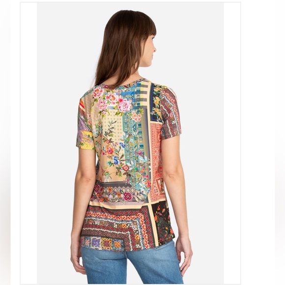 Johnny Was Calloway Patchwork Favorite Bohemian Tee T-Shirt Top NWOT - Picture 4 of 6